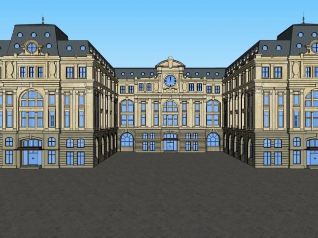 Sketchup办公模型|多层办公，欧式古典风格