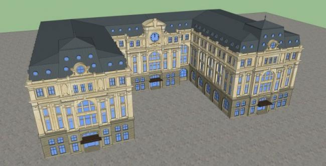 Sketchup办公模型|多层办公，欧式古典风格