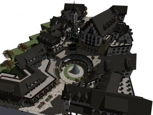 Sketchup商业模型|多层商业街，古典风格