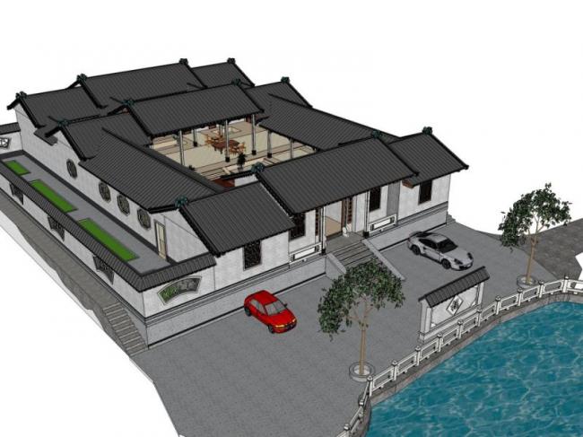Sketchup住宅模型|低层住宅，古代民居，中式风格