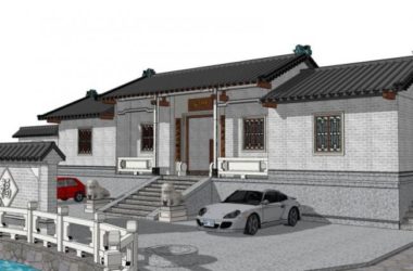 Sketchup住宅模型|低层住宅，古代民居，中式风格-BIM建筑网