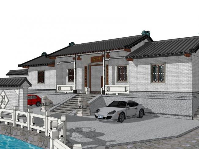 Sketchup住宅模型|低层住宅，古代民居，中式风格