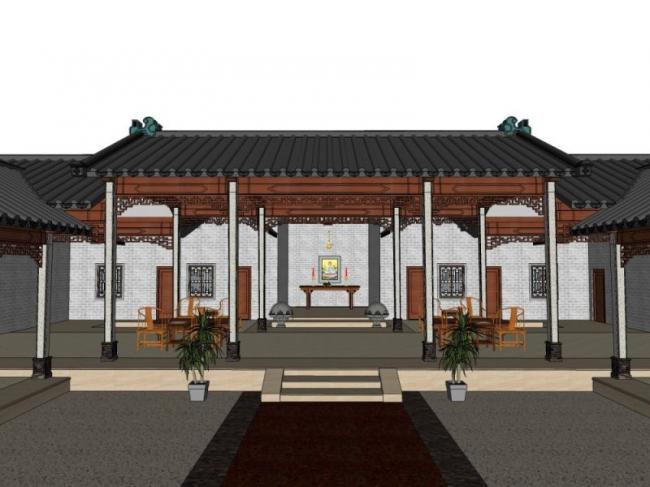 Sketchup住宅模型|低层住宅，古代民居，中式风格