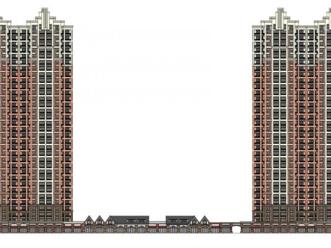 Sketchup住宅模型|高层住宅，底层商业，居住建筑，古典风格