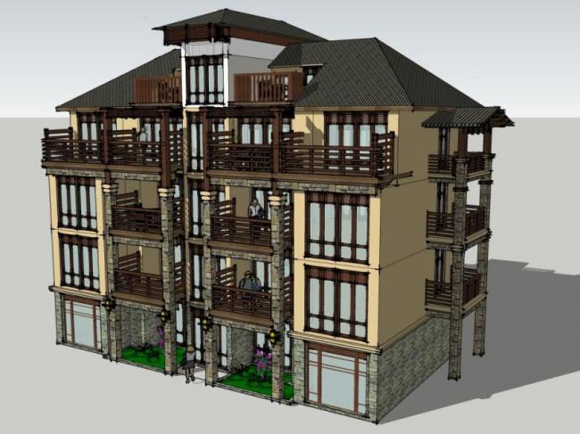 Sketchup住宅模型|多层住宅，古典风格