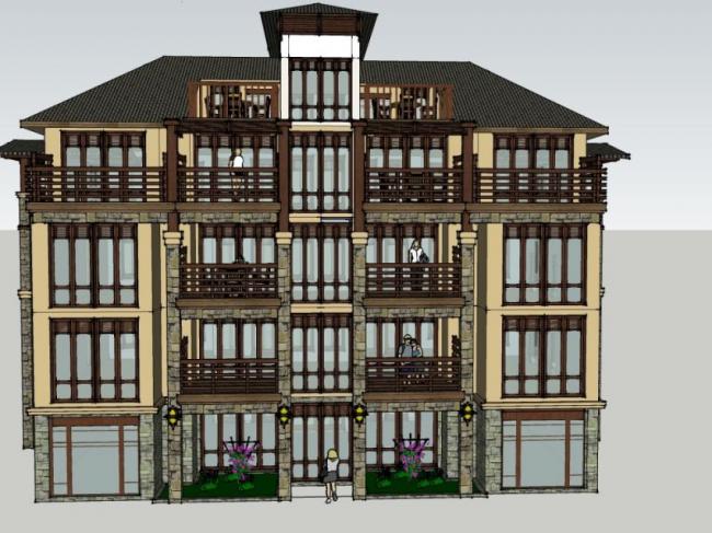 Sketchup住宅模型|多层住宅，古典风格