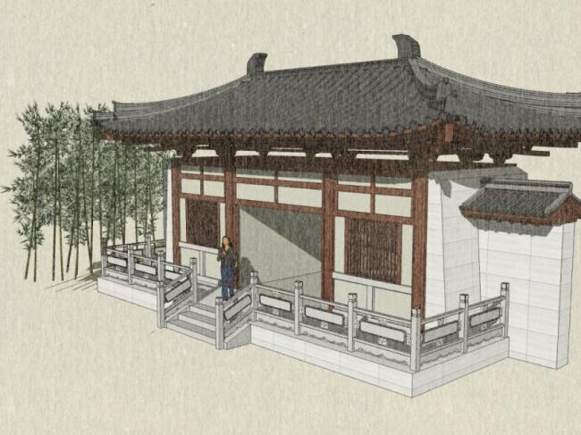 Sketchup小品模型|山门，仿古建筑，中式风格，小品