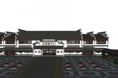Sketchup商业模型|低层游客中心，现代中式风格-BIM建筑网
