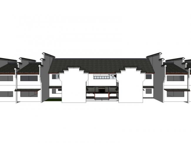 Sketchup商业模型|低层游客中心，现代中式风格