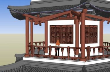 Sketchup古建筑模型|多层阁楼，六角阁楼，古建筑，中式风格-BIM建筑网
