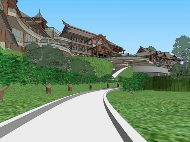 Sketchup商业模型|会所，现代中式风格