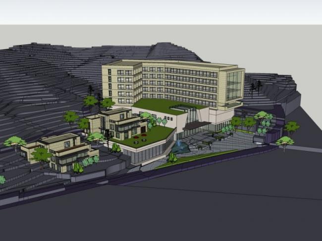 Sketchup酒店模型|多层度假酒店群，现代风格
