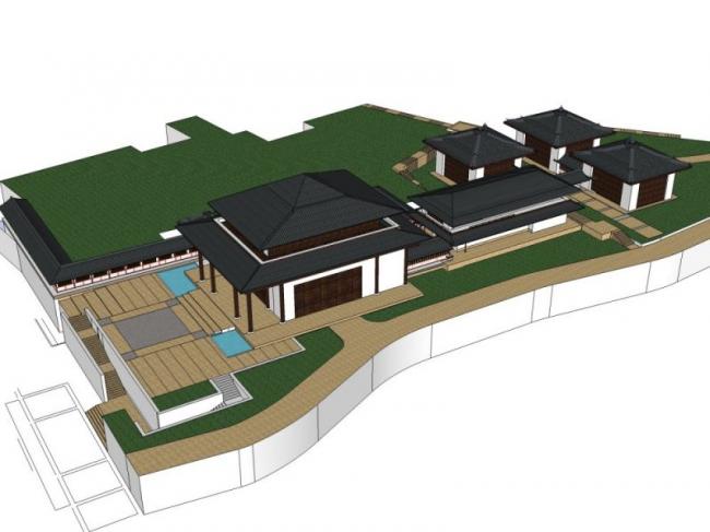 Sketchup文化模型|多层会展建筑群，文化建筑，中式风格