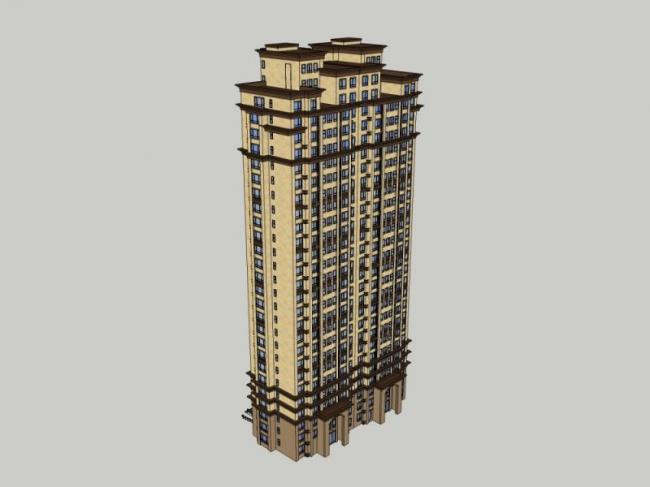 Sketchup住宅模型|高层住宅，古典风格