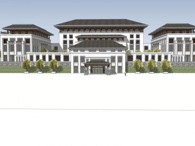 Sketchup商业模型|多层会所，现代中式风格