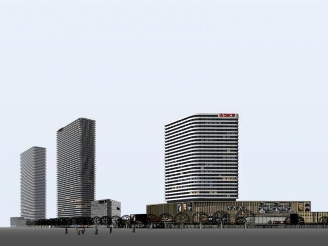 Sketchup综合体模型|多高层商业综合体，办公，酒店，现代风格