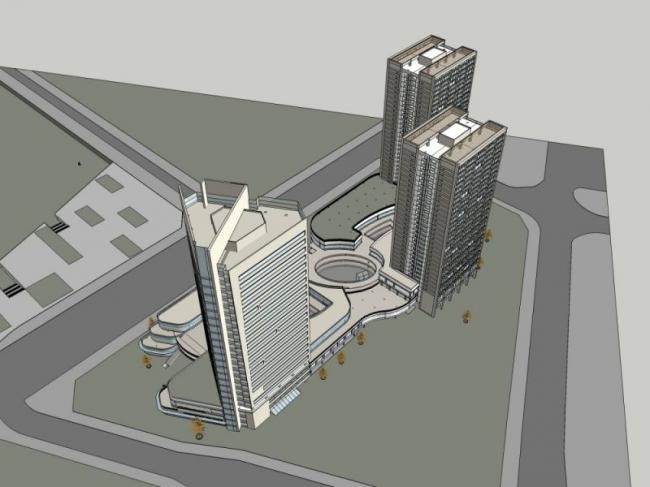 Sketchup综合体模型|多高层商业综合体，住宅，办公，酒店，现代风格