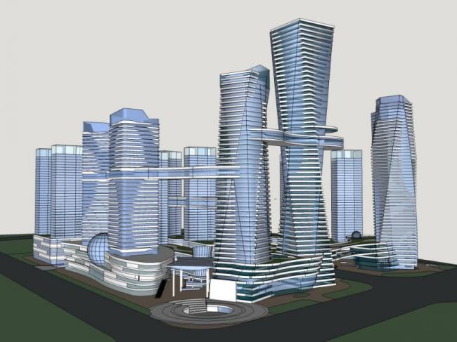 Sketchup综合体模型|超高层商业综合体，办公，酒店，现代风格