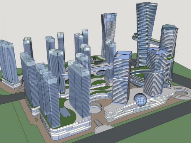Sketchup综合体模型|超高层商业综合体，办公，酒店，现代风格
