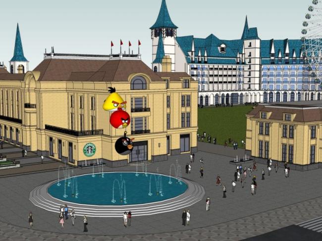 Sketchup商业模型|多层商业街区，法式古典风格