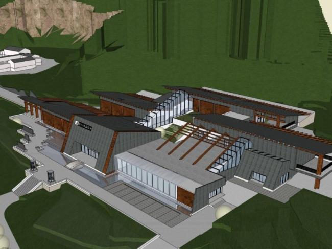 Sketchup文化模型|多层山地博物馆，文化建筑，现代风格