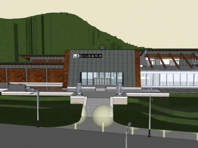 Sketchup文化模型|多层山地博物馆，文化建筑，现代风格
