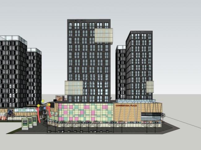 Sketchup综合体模型|多高层商业综合体，住宅，办公，现代风格