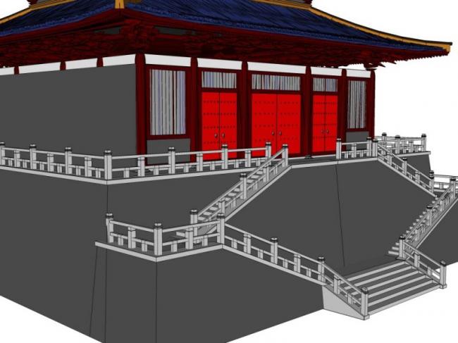 Sketchup古建筑模型|多层藏经阁，古建，中式风格