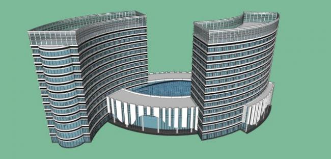 Sketchup酒店模型|高层酒店，现代风格