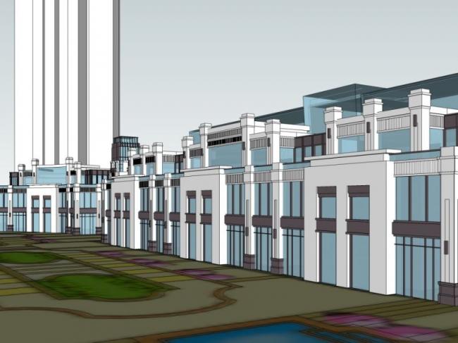 Sketchup综合体模型|多高层商业综合体，古典风格