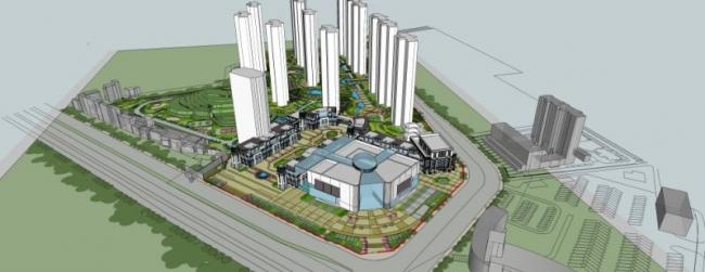 Sketchup综合体模型|多高层商业综合体，古典风格