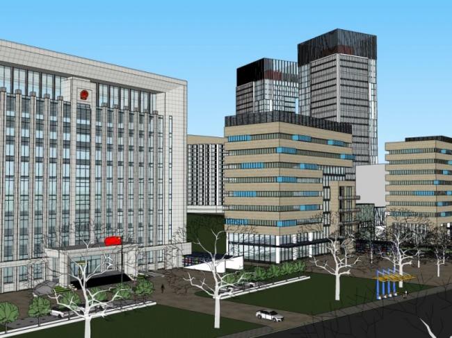 Sketchup综合体模型|多高层商业综合体，办公，酒店，现代风格