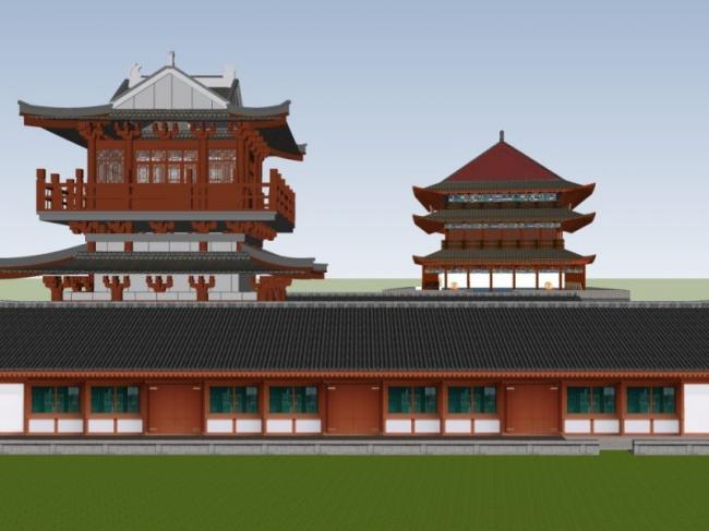 Sketchup古建筑模型|多层西安钟楼，古建，中式风格