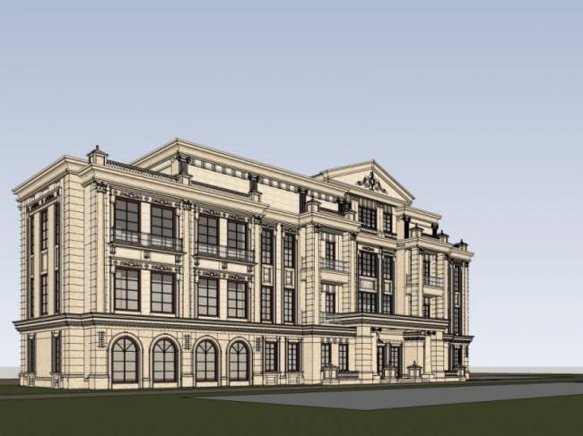 Sketchup商业模型|多层会所，法式古典风格