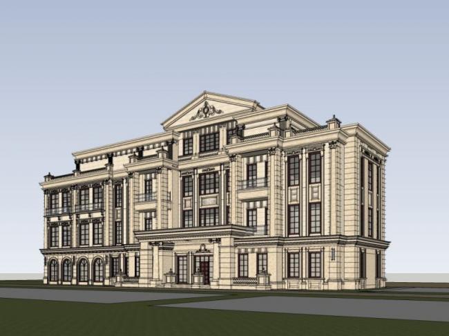 Sketchup商业模型|多层会所，法式古典风格