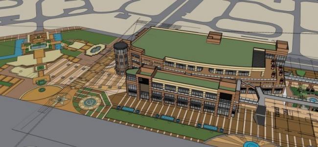 Sketchup商业模型|多层商业建筑，现代风格