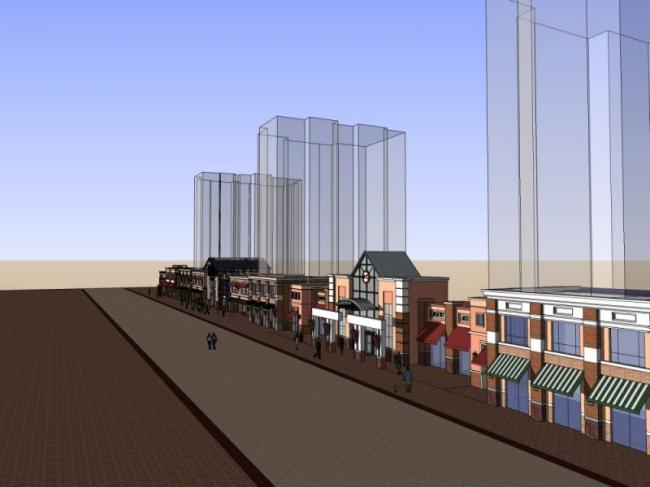 Sketchup商业模型|低层商业步行街，现代风格