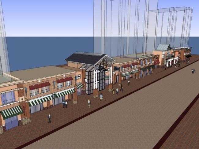 Sketchup商业模型|低层商业步行街，现代风格