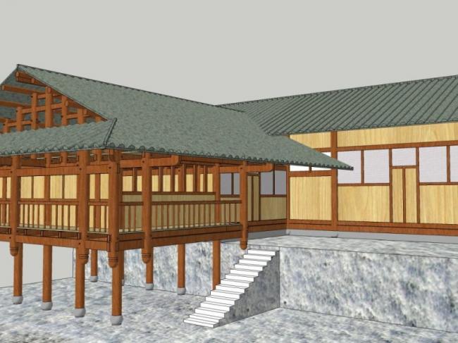 Sketchup古建筑模型|多层吊脚楼，古建，中式风格