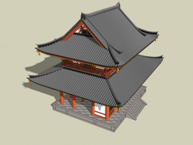 Sketchup古建筑模型|多层古建筑，中式风格