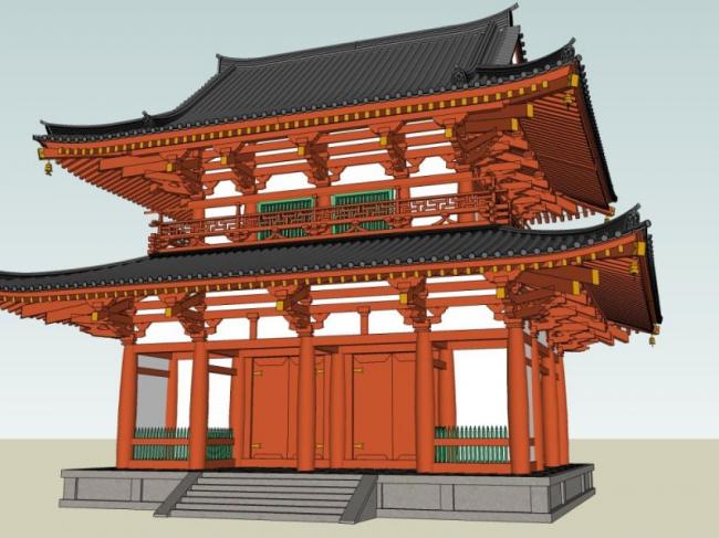 Sketchup古建筑模型|多层古建筑，中式风格
