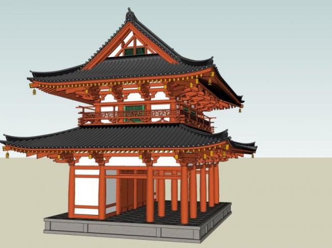 Sketchup古建筑模型|多层古建筑，中式风格