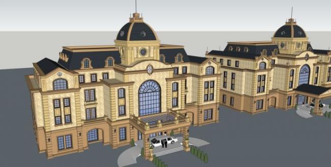 Sketchup商业模型|多层会所，欧式古典风格