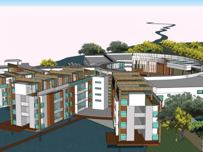 Sketchup酒店模型|多层度假酒店群，现代风格