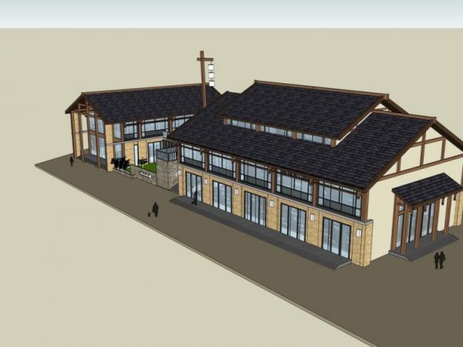 Sketchup商业模型|会所，现代中式风格