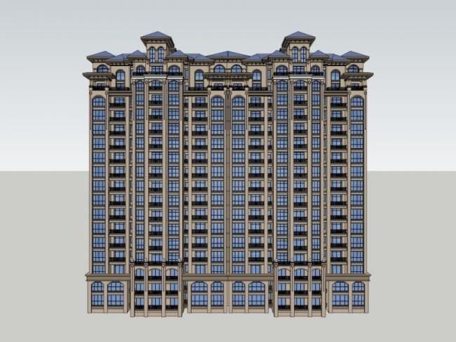 Sketchup住宅模型|高层住宅，古典风格