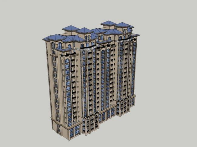 Sketchup住宅模型|高层住宅，古典风格