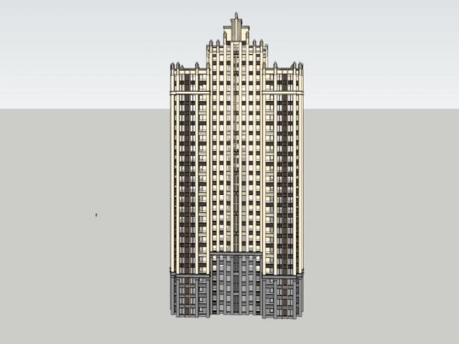 Sketchup住宅模型|超高层住宅，居住建筑，古典风格