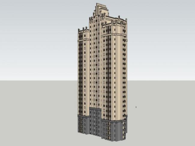Sketchup住宅模型|超高层住宅，居住建筑，古典风格