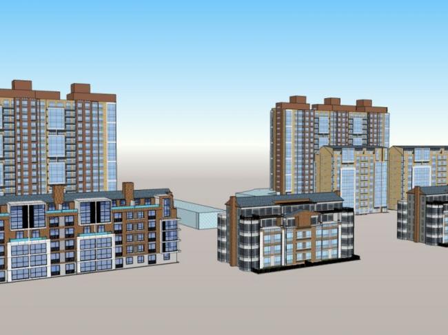 Sketchup住宅模型|多层及高层住宅，现代风格